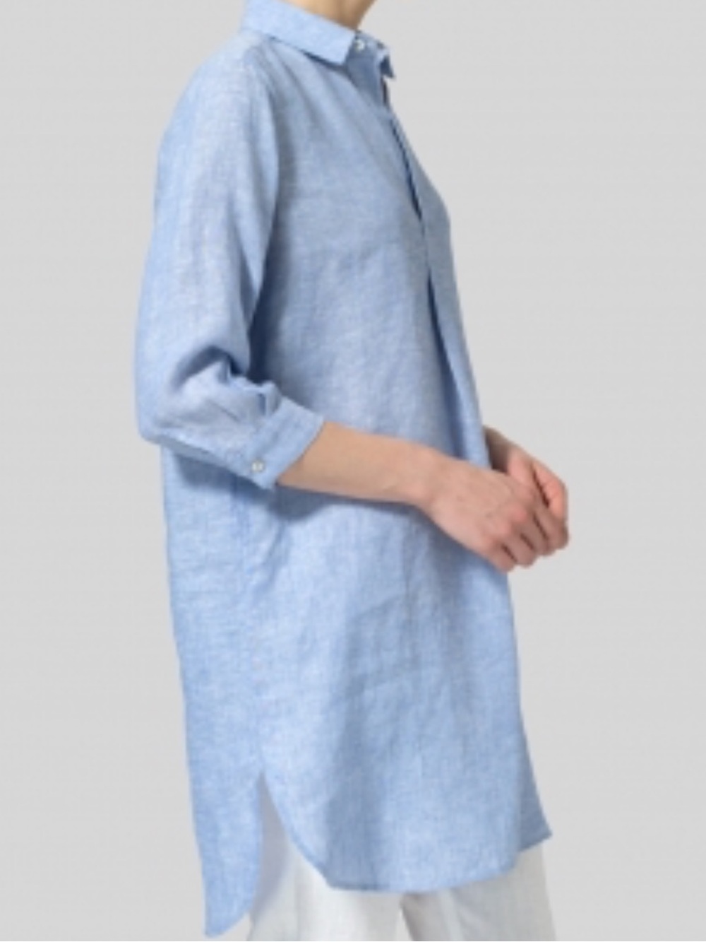 Jones New York Light Blue Linen Tunic Shirt